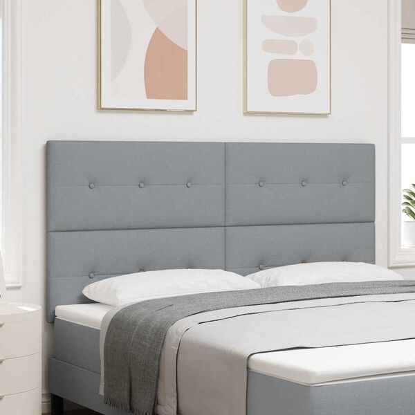 vidaXL T&ecirc;te de lit LED avec t&ecirc;te de lit Gris clair 180 cm Polyester