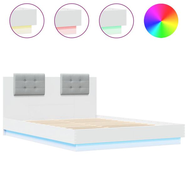 vidaXL Cadre de lit avec LED sans matelas blanc 120x200 cm