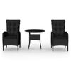 vidaXL Ensemble de bistro de jardin 3 pcs R&eacute;sine tress&eacute;e Noir