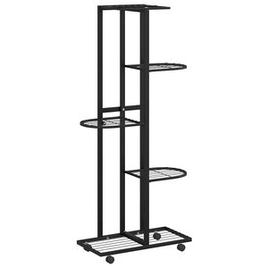 vidaXL Jardini&egrave;re &agrave; 5 niveaux avec roues 44x23x100 cm Noir Fer
