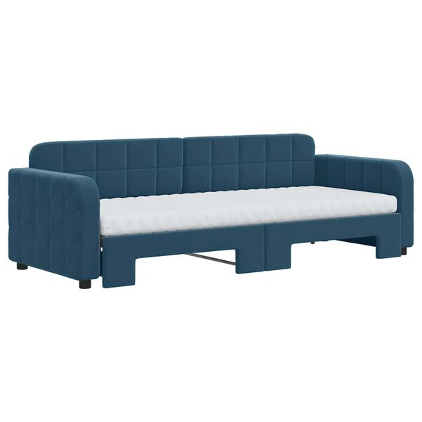 vidaXL Lit de jour avec lit gigogne et matelas bleu 80x200 cm velours