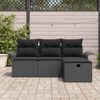 vidaXL Ensemble de canap&eacute; de jardin avec coussin 4 pcs Noir Poly rotin