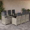 vidaXL Ensemble &agrave; manger de jardin et coussins 9 pcs gris clair rotin