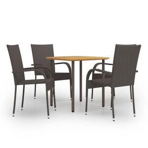 vidaXL Ensemble &agrave; manger de jardin 5pcs R&eacute;sine tress&eacute;e Marron