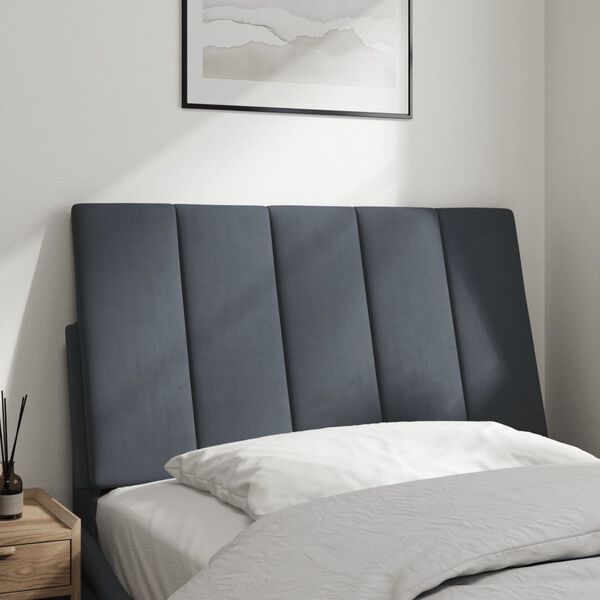 vidaXL Coussin de t&ecirc;te de lit Hanko gris fonc&eacute; 90 cm velours