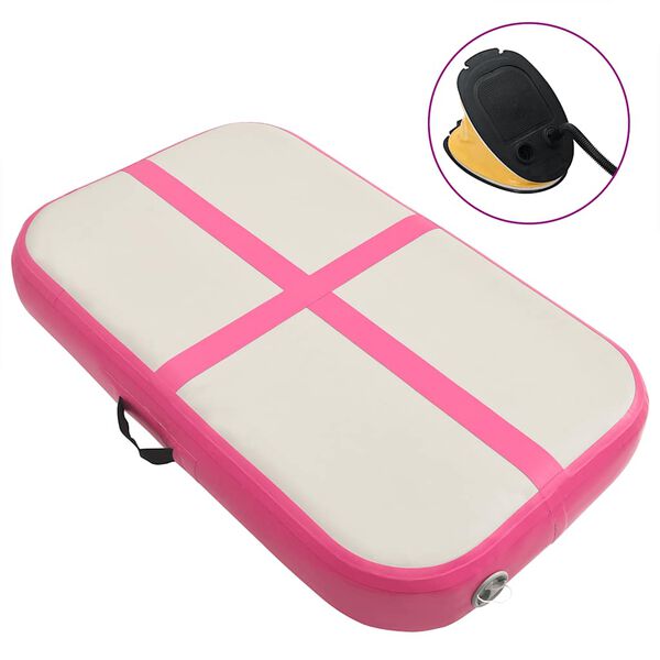 vidaXL Tapis gonflable de gymnastique avec pompe 60x100x20 cm PVC Rose