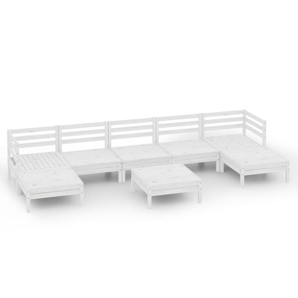 vidaXL Salon de jardin 8 pcs Blanc Bois de pin massif