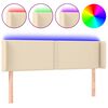 vidaXL T&ecirc;te de lit &agrave; LED Cr&egrave;me 147x16x78/88 cm Tissu
