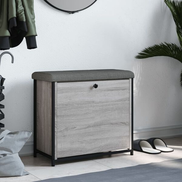 vidaXL Banc &agrave; chaussures tiroir rabattable sonoma gris 62x32x56 cm