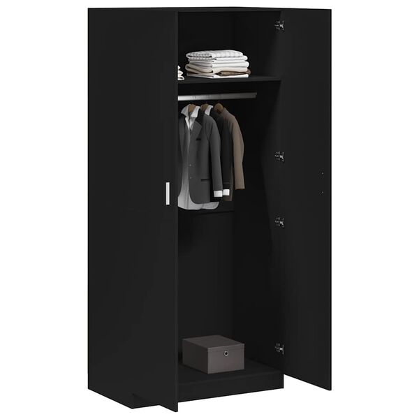 vidaXL Garde-robe Noir 90x52x200 cm Bois d&rsquo;ing&eacute;nierie