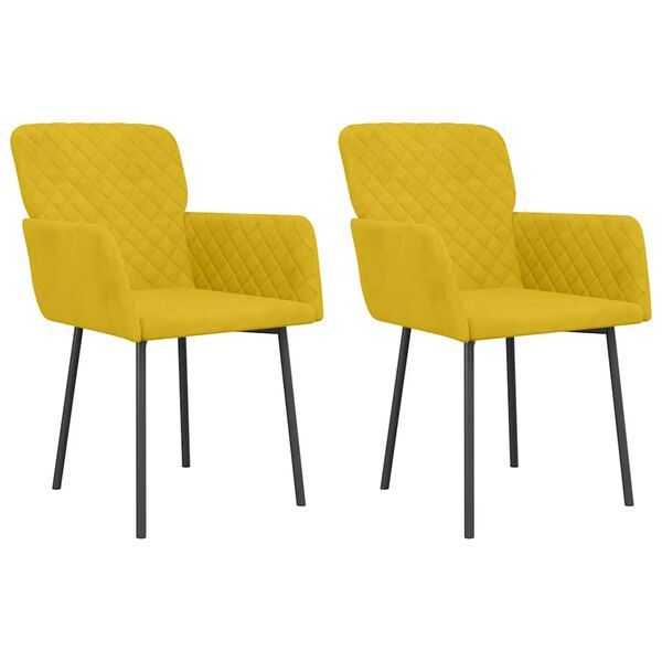 vidaXL Chaises à manger lot de 2 Jaune Velours