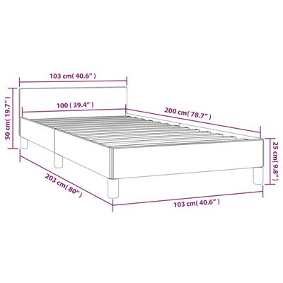 vidaXL Cadre de lit avec tête de lit Gris foncé 100x200 cm Tissu