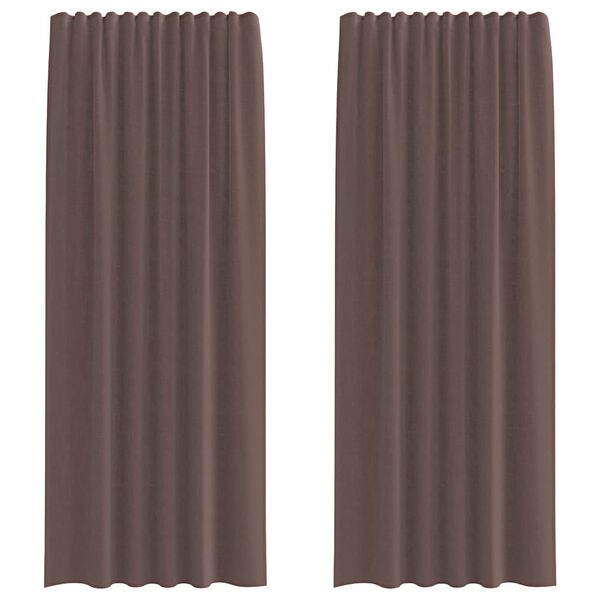 vidaXL Rideaux en voile avec passe-tringles 2 pcs marron