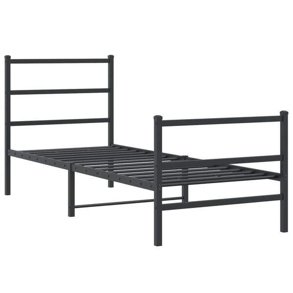 vidaXL Cadre de lit métal sans matelas avec pied de lit noir 75x190 cm