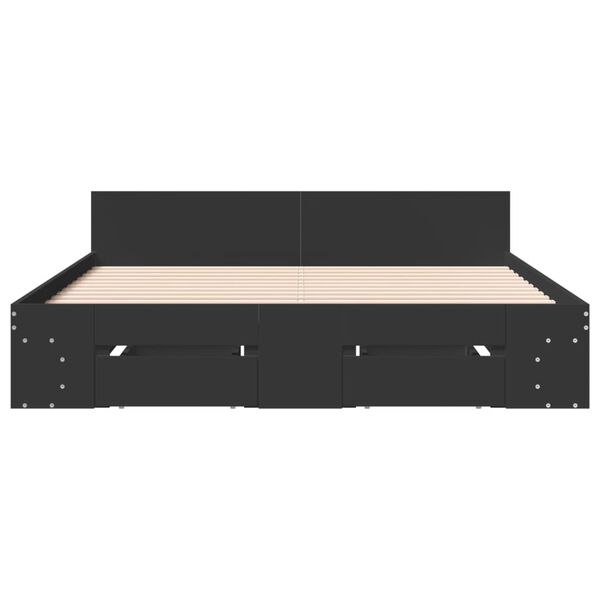 vidaXL Cadre de lit avec tiroirs sans matelas noir 140x200 cm