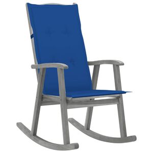 vidaXL Chaise &agrave; bascule avec coussins Gris Bois d'acacia massif