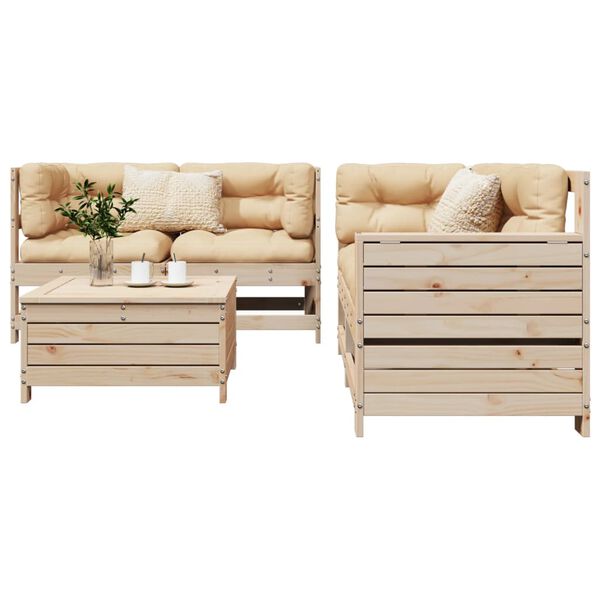 vidaXL Salon de jardin 5 pcs bois de pin massif