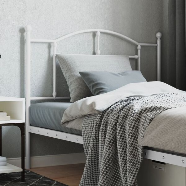 vidaXL T&ecirc;te de lit de remplacement m&eacute;tal blanc 100 cm