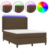 vidaXL Sommier &agrave; lattes de lit matelas et LED Marron fonc&eacute; 140x190 cm
