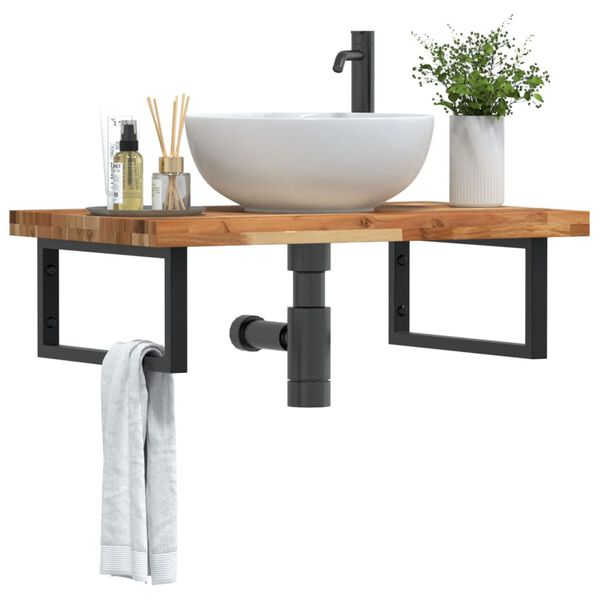 vidaXL &Eacute;tag&egrave;re de vasque murale acier et bois massif d'acacia