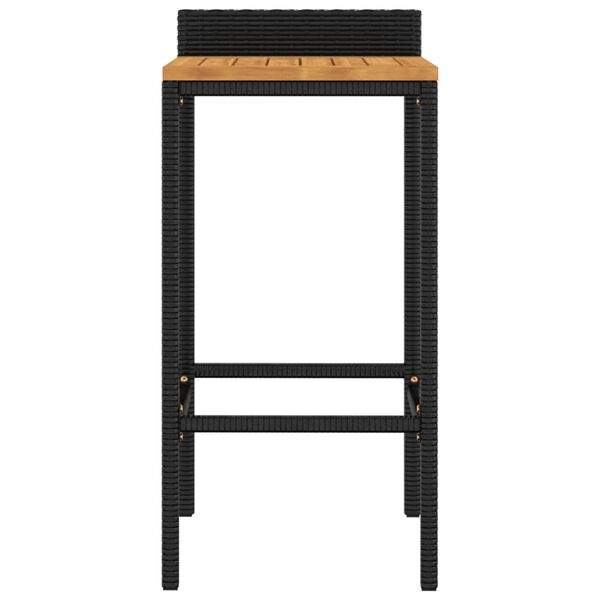 vidaXL Tabourets de bar lot de 2 noir r&eacute;sine tress&eacute;e et bois d'acacia