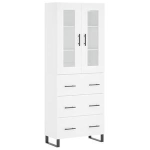 vidaXL Buffet haut Blanc 69,5x34x180 cm Bois d'ing&eacute;nierie