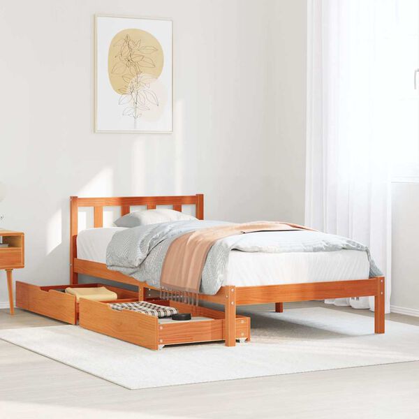 vidaXL Cadre de lit sans matelas cire marron 90x190 cm bois pin massif
