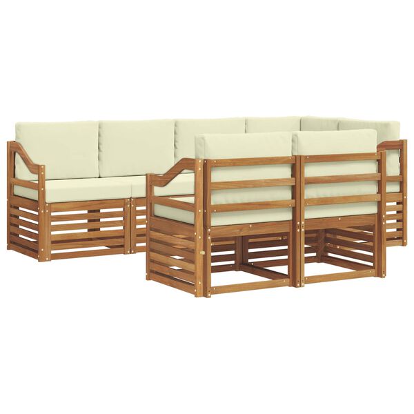vidaXL Ensemble de canap&eacute; d'angle avec coussin 7 pcs Naturel et Cr&egrave;me