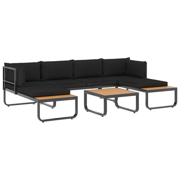 vidaXL Canap&eacute; d'angle de jardin &agrave; 4 places avec coussins Aluminium WPC