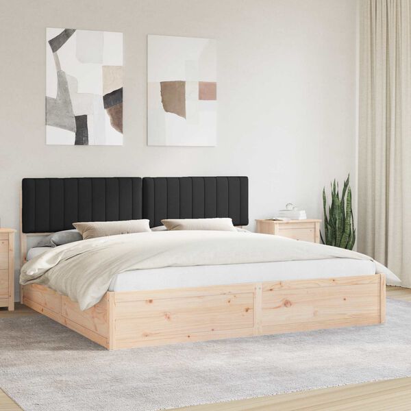 vidaXL Cadre de lit avec t&ecirc;te de lit rembourr&eacute;e Noir 200 x 200 cm