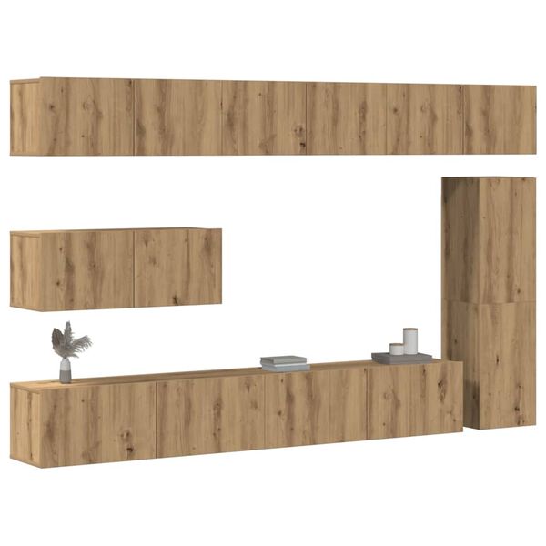 vidaXL Ensemble de meuble TV mural 7 pcs ch&ecirc;ne artisanal