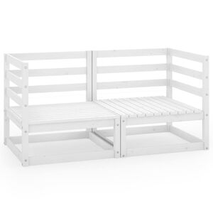 vidaXL Canap&eacute; &agrave; 2 places de jardin Blanc Bois de pin solide