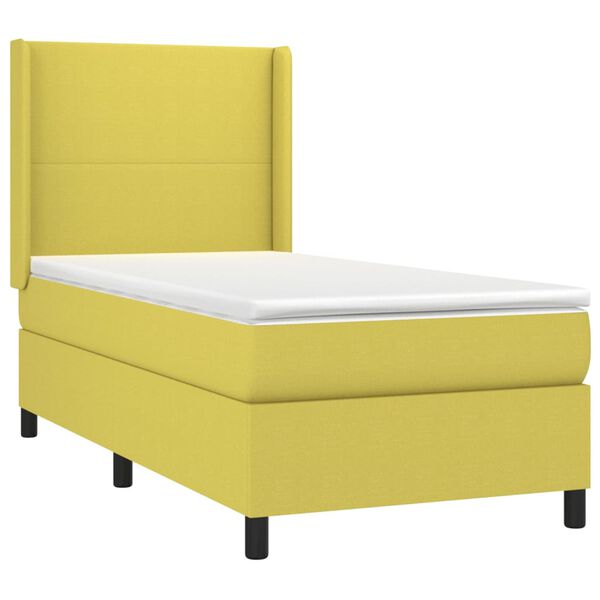 vidaXL Sommier &agrave; lattes de lit matelas et LED Vert 100x200 cm Tissu