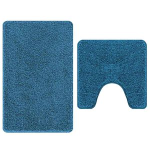 vidaXL Ensemble de tapis de bain antid&eacute;rapants 2 pc Bleu 50 x 50 cm PP