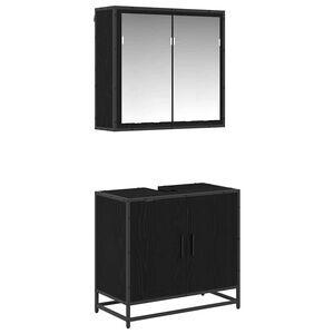 vidaXL Ensemble de mobilier de salle de bain 2 pi&egrave;ces Ch&ecirc;ne noir