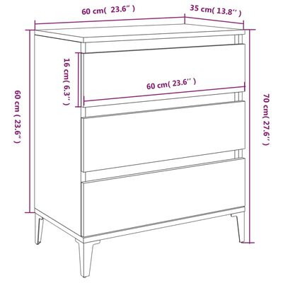 vidaXL Buffet Chêne fumé 60x35x70 cm Bois d'ingénierie