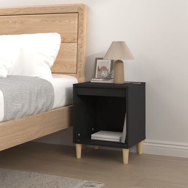 vidaXL Table de chevet Noir 40x35x50 cm Bois d&rsquo;ing&eacute;nierie