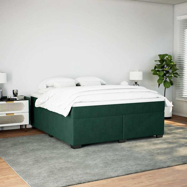 vidaXL Sommier &agrave; lattes de lit et matelas Vert fonc&eacute; 180x200cm Velours