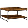 vidaXL Table basse ch&ecirc;ne fum&eacute; 80x80x45 cm bois d'ing&eacute;nierie et fer