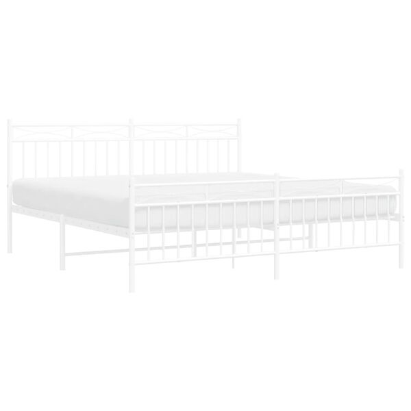 vidaXL Cadre de lit m&eacute;tal sans matelas et pied de lit blanc 180x200 cm