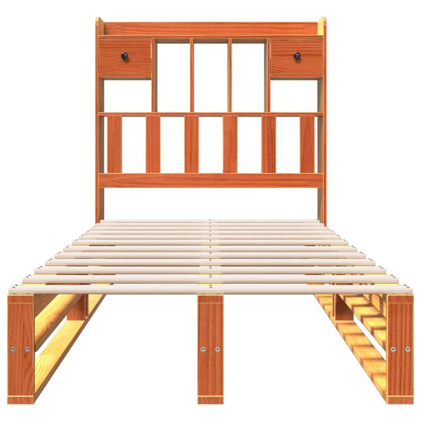 vidaXL Lit biblioth&egrave;que sans matelas cire marron 75x190 cm pin massif