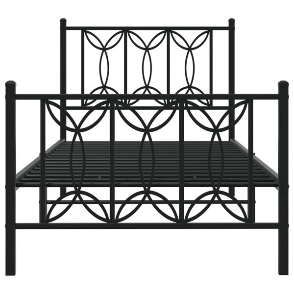 vidaXL Cadre de lit m&eacute;tal sans matelas avec pied de lit noir 75x190 cm