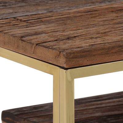 vidaXL Table console doré acier inoxydable et bois récupération massif