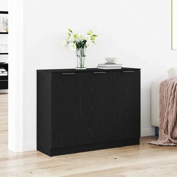 vidaXL Buffet Ch&ecirc;ne noir 90,5 x 30 x 70 cm Bois d'ing&eacute;nierie