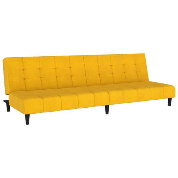 vidaXL Canap&eacute;-lit &agrave; 2 places Jaune Velours