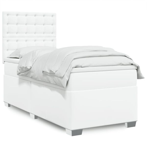 vidaXL Sommier à lattes de lit avec matelas Blanc 90x200 cm Similicuir