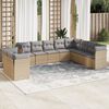 vidaXL Salon de jardin avec coussins 10 pcs beige r&eacute;sine tress&eacute;e