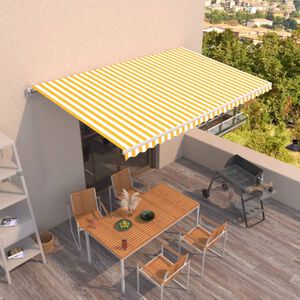 vidaXL Auvent manuel r&eacute;tractable 500x300 cm Jaune et blanc