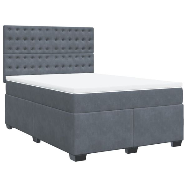 vidaXL Sommier &agrave; lattes de lit et matelas Gris fonc&eacute; 160x200cm Velours