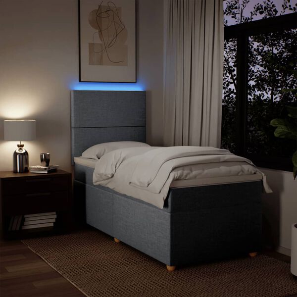vidaXL Sommier &agrave; lattes de lit et matelas Gris clair 90x190 cm Tissu